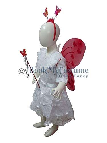 BookMyCostume Fairy Angel with Red Wings Girls Kids Fancy Dress Costume 3-4 years 4
