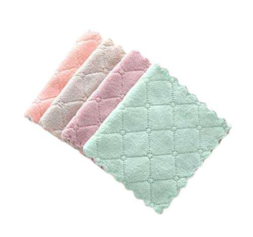 TBOP Kitchen Rag Cleaning Towel Hanging Kitchen Lint-Free Absorbent Towel Dishwashing Cloth(Multicolor_27.5 * 16cm)(Color May Vary)-Set of 4 pcs 1