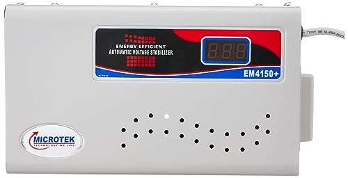 Microtek EM 4150+ Automatic Air Conditioners (A.C.) Voltage Stabilizer Upto 1.5 Ton Working Power 150V-280V(Metalic Grey) with 3 Year Warranty 1