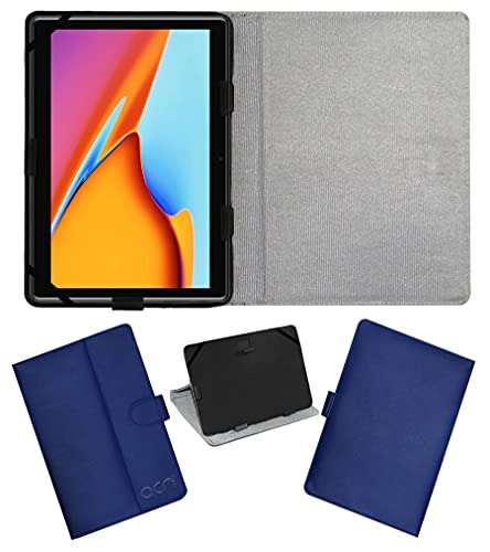 Acm Leather Flip Flap Case Compatible with Ikall N18 10" Tablet Cover Stand Blue 1