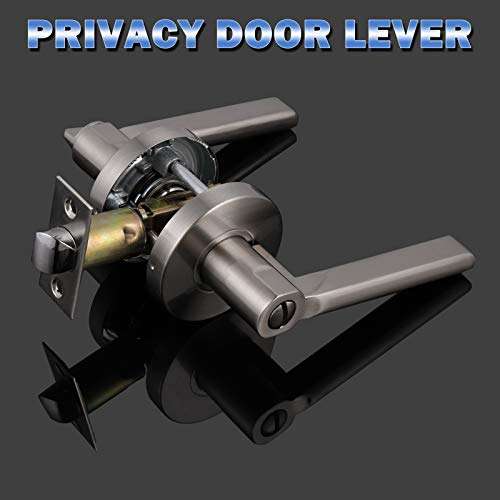 Knobonly 2 Pack Privacy Interior Heavy Door Levers Right or Left Handed for Bedroom/Bathroom Keyless Handleset Brushed Nickel Finish 2
