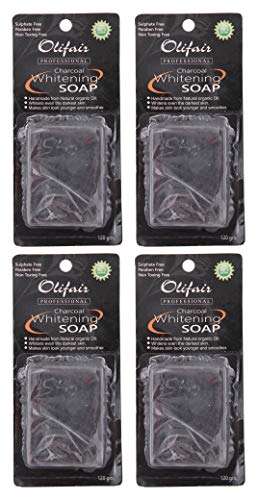 Olifair Charcoal Whitening Soap for Men and Women , Handmade with Natural Organic Oil ,120 g(Pack of 4) 1