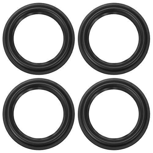 uxcell 6.5 Inch Speaker Rubber Edge Folding Ring Horn Replacement Parts for Speaker Black 4pcs 1