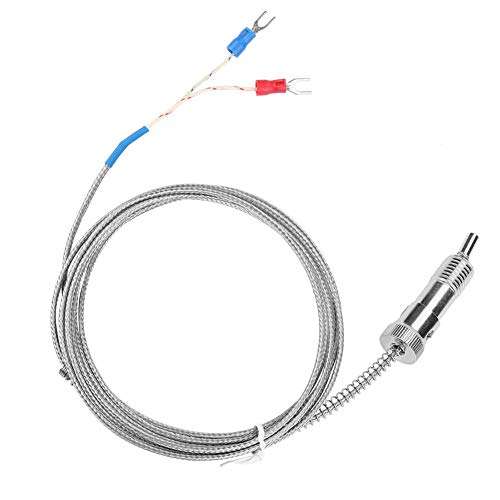 Thermocouple Probe, M12*1.5 K Type Thermistor Temperature Sensor Probe Bayonet Compression Spring 0~400℃ Temperature Sensor Wire(3m) 5