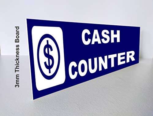 SIGN EVER Cash Counter Bank Sign Boards For Hotel Restaurant Shopping Mall Hospital Shop Waterproof Cash Counter Acrylic Signages L x H 30.00 Cm 10.00 Cm 2