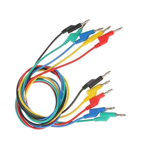 Davitu Electrical Equipments Supplies - 5 Pcs 4mm Dual Banana Plug Smooth Lead Test Cable For Multimeter 1m 5 Colors 4
