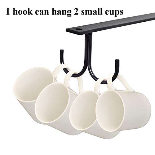 Mocoum Under Cabinet Mug Rack, Rustic Mug Organizer Rack Cup Holder Under Shelf 12 Hanging Hooks Rack for Mugs, Coffee Cups and Kitchen Utensils Display (Black-3 Pack-12 Hooks) 4
