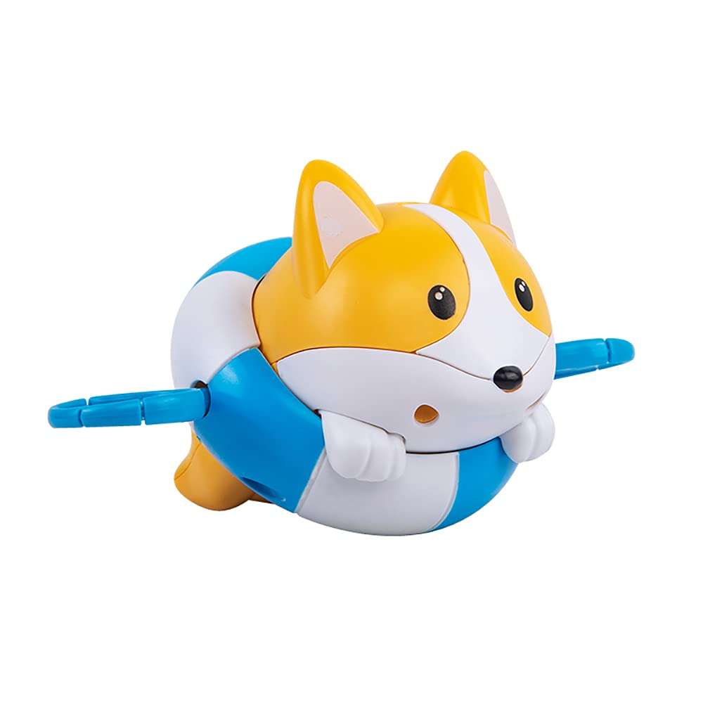 NEXTAKE Bath Toy Pull and Go Corgi Bathtub Toy Windup Swimming Corgi Po String Tub Toy Rowing Puppy Floating Water Toy for Boys and Girls 9 (Blue)