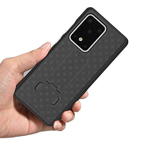 HIDAHE for Samsung Galaxy S20 Ultra Case, for Samsung S20 Ultra Belt Clip Holster Case Slim Shell Case Combo Cover with Kickstand Swivel Belt Clip Holster Protective 5G Case 6.9 inch 2020, Black 5