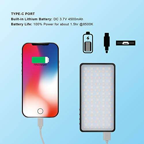 Fantaseal Portable Full Color RGB LED Video Light +Soft Box Set, Mini Smart Vlogging On Camera Lighting Panel, Idea Kit for YouTube Photograph Studio(4500mAh Fast Rechargeable Battery, 12W) 6