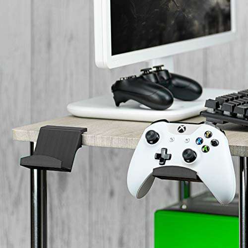 BRAINWAVZ Game Controller Desktop Stand Holder (2 Pack) for XBOX ONE 360 SWITCH PS4 STEAM PC NINTENDO, Universal Gamepad Accessories - No screws, Stick on, Black 3