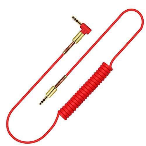OUOU 3.5mm Audio AUX Cable [3-Pack/5ft] 90°Angled 3.5mm Aux Cable Male to Male Stereo Audio Spring Cables Compatible with Car, Beats Headphone, Studio, Recorder, Smartphone,Home Stereos,Speaker 4