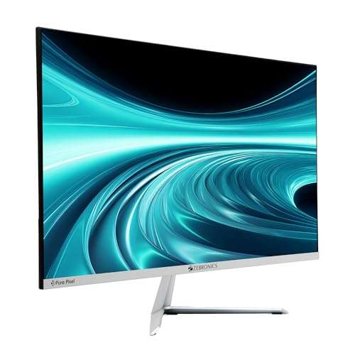 ZEBRONICS A24FHD LED Monitor, 24 inch (60.96cm), 250 nits, 100Hz, Slim Design, FHD, 1080p, Wall Mountable, HDMI, VGA, Ultra Slim Bezel, Metal stand, Built-in Speakers 2