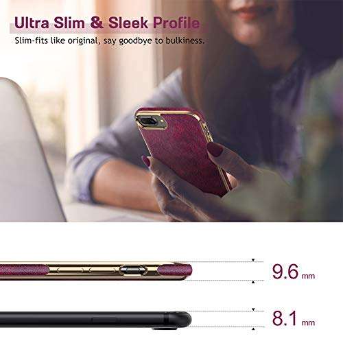 LOHASIC Phone 8 Plus Case, Phone 7 Plus Leather Case for Women, Luxury Elegant Thin Slim PU Soft Grip Anti-Scratch Shockproof Protective Cover Cases for iPhone 7 Plus /8 Plus 5.5 inch - Magenta 3