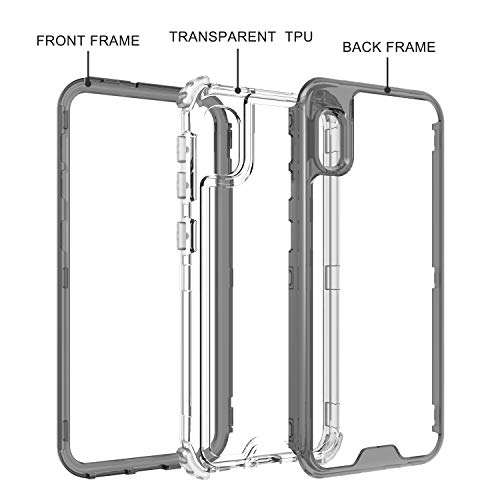 EnCASEs 3 in 1 Full Body Cell Phone Case for Samsung Galaxy A10E, Heavy Duty Front & Back Hybrid Case, Shockproof Bumper Case Cover, Smoke Frame 3