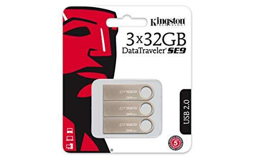 32GB USB 2.0 DataTraveler SE9 Metal casing 3 Pack DTSE9H/32GB-3P 1