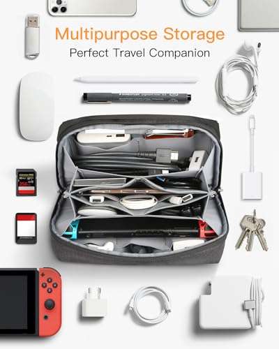 Inateck Electronics Organizer, Water-resistant Portable Travel Cord Organizer, Electronics Accessories Carrying Case, Cable Organizer Bag for Cable, Cord, Charger, Phone, Earphone (Black) 6