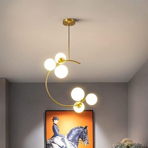 CITRA 6 Light Gold Frosted Glass Chandelier Pendant Ceiling Hanging Lights - Warm White
