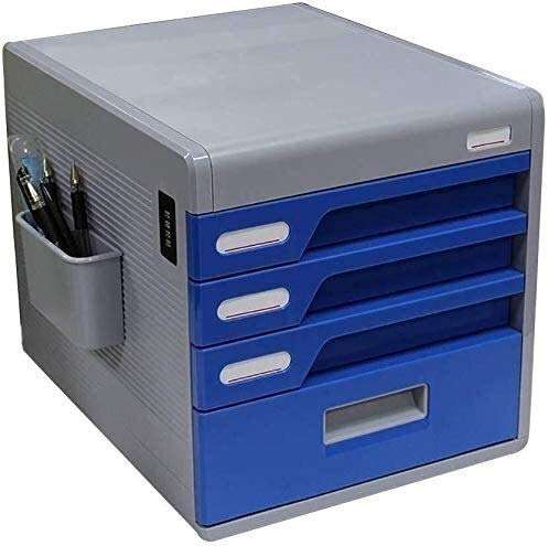Desk Organiser - for Documents Desktop Office Stationery File Newspaper Racks Password Lock Cabinet Product Edge Pen Box Pp Plastic,Colour:Blue (Color : Blue) 1