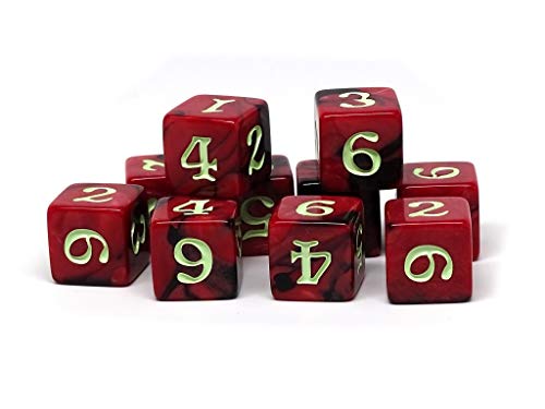 Army #7 D6 Collection - 10 Count Pack of Numbered 6 Sided Dice - D6 Perfect for Tabletop War Games, Warhammer, and RPGs