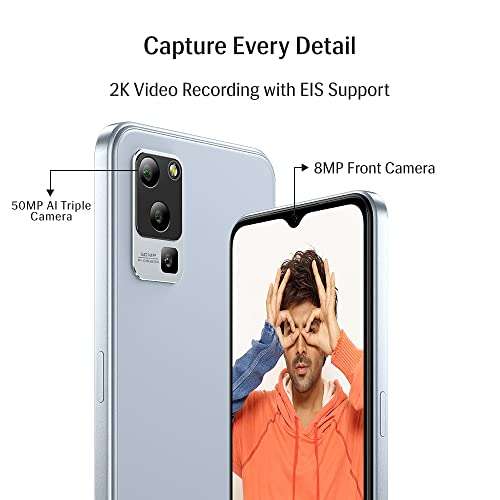Lava Blaze 5G (Glass Blue, 6GB RAM, UFS 2.2 128GB Storage) | 5G Ready | 50MP AI Triple Camera | Upto 11GB Expandable RAM | Charger Included | Clean Android (No Bloatware) 3
