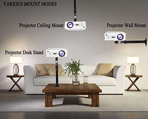 2-Be-Best Universal Projector Ceiling Mount Height Extendable Projector Wall Mount Video Projector Bracket Stand 3 in 1 360° Rotatable Head Extendable Length for Projectors Camera CCTV DVR Black 4