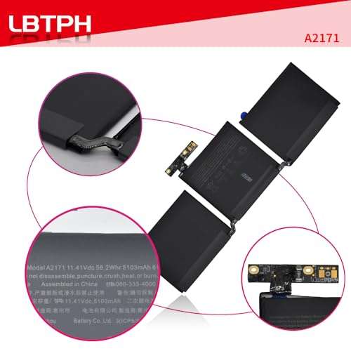 LBTECH A2171 Battery for Apple MacBook Pro Retina 13.3'' A2159 2019 MUHN2LL/A MUHP2LL/A MUHQ2LL/A MUHR2LL/A MUHR2LL/B 2020 A2289 EMC3456 3301 I5-8257U Core I7 1.7G MYDA2LL/A MXK62 11.41V 58.2Wh 3