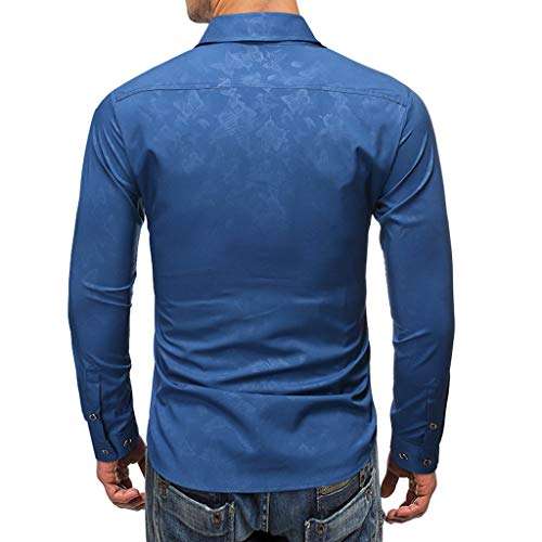Mens Novelty Butterfly Printed Shirts Long Sleeve T-Shirt Casual Slim Fit Dress Shirts Blue 4