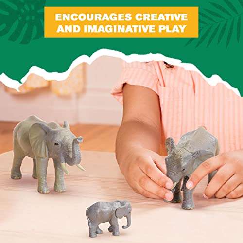 Terra by Battat – 4 Pieces African Elephant Toys Family Set – Realistic Plastic Safari Animals Figures – Animal Toys for Kids 3+ Years – Elephant Gifts & Baby Shower Decorations 4