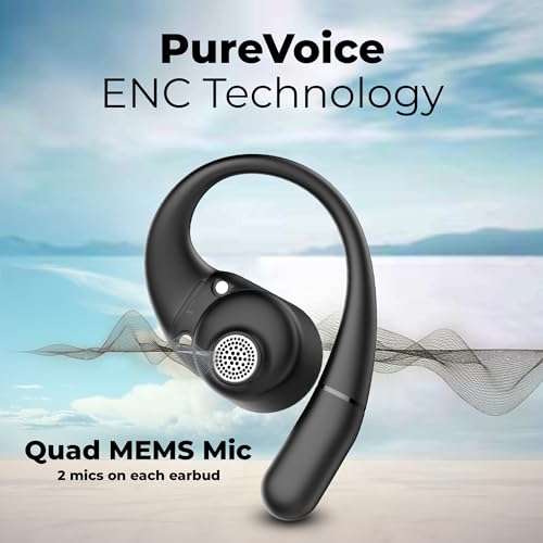 truke Newly Launched Buds Infinity Open Ear Wireless Earbuds with 70Hours of Playtime, 16mm Titanium Speaker, Quad Mic PureVoice™ ENC for Clear Calls, Dual Pairing, Fast Charging OWS - Jet Black 6