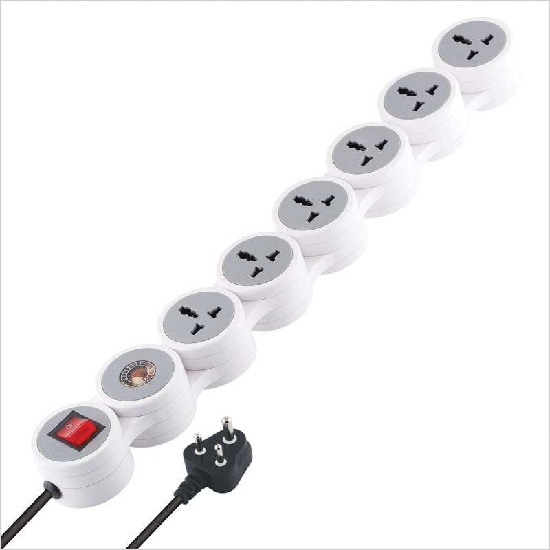 MX Extension Board with spike protector - 6 Universal Sockets, 15A/16A/20A Spike Guard, 10m Extension Cord, Illuminated Circuit Breaker Master Switch (3323_10mtr)