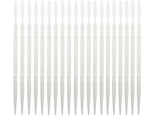 LBY Plastic Toothpicks, Interdental Toothpicks with Brush and Flat Rhombus Tips, Home Teeth Cleaning Tool, Plastic (White) (Pack of 500)