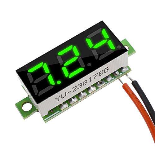 diymore 10pcs Mini Digital Voltage Meter DC 2.5~30V 0.28" 2 Wire Digital Voltmeter Gauge Tester Green LED Display Panel Mount Car Motorcycle Battery Monitor Led 3
