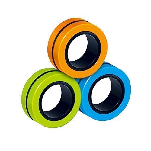 3 Pcs Magnetic Ring Toy, Magical Finger Spinning Toy Spinner Magnetic Toys for Kids Boys & Girls, Anti Stress Finger Magnetic Rings for 4 Years Old