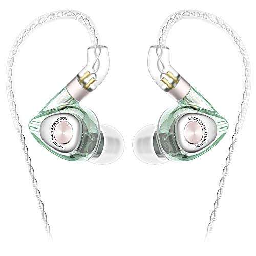 SIMGOT EM2 Hi-Res in Ear Monitor Headphones, Hybrid Balanced Armature Dynamic Driver IEM Earphones for Musician, Church, HiFi Wired Earbuds with Detachable Cable, Noise Isolating Gaming Earbuds(Green) 1