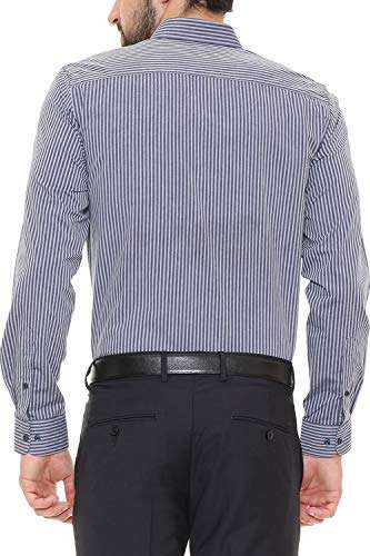 Peter England Men's Striped Slim fit Casual Shirt (PSF318009361_Blue 42) 2