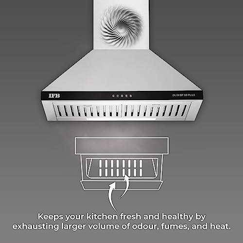 IFB 60cm 960 m3/hr Chimney (OLIM 60 Plus, 2 Cassette Filters, Touch Control, Silver) 2