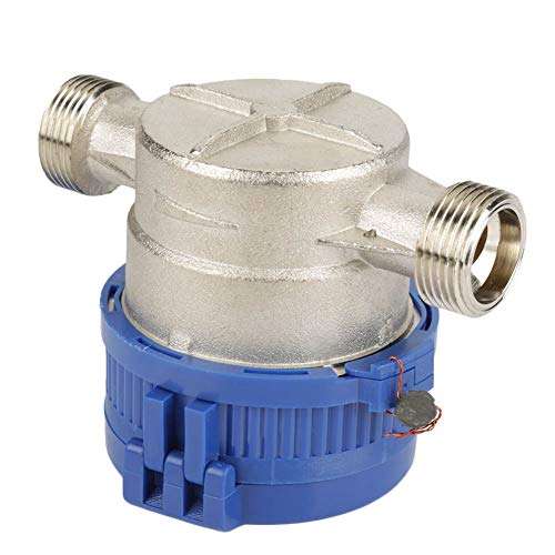 Vertically Horizontally Water Flow Meter 1/2 Inch Cold Water Meter Plastic Cover Home Usage 1.5 Nominal Flow-Rate for Garden Outdoor Home Usage with Fittings 6