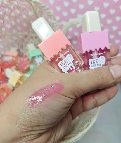 Sassyvilla Cute Icecream shape Lipgloss for girls lip balm korean Ice cream lipgloss pink shiny lips waterproof long lasting liquid glitter lipgloss for women (pack of 3) 3