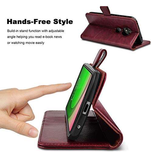 Tiflook Wallet Case for Moto G7 Play/Moto G7 Optimo 5.7", PU Leather Flip Folio [Kickstand][RFID Blocking][Magnetic Closure][Card Slots] Bumper Shock-Absorption Phone Cover, Wine Red 4