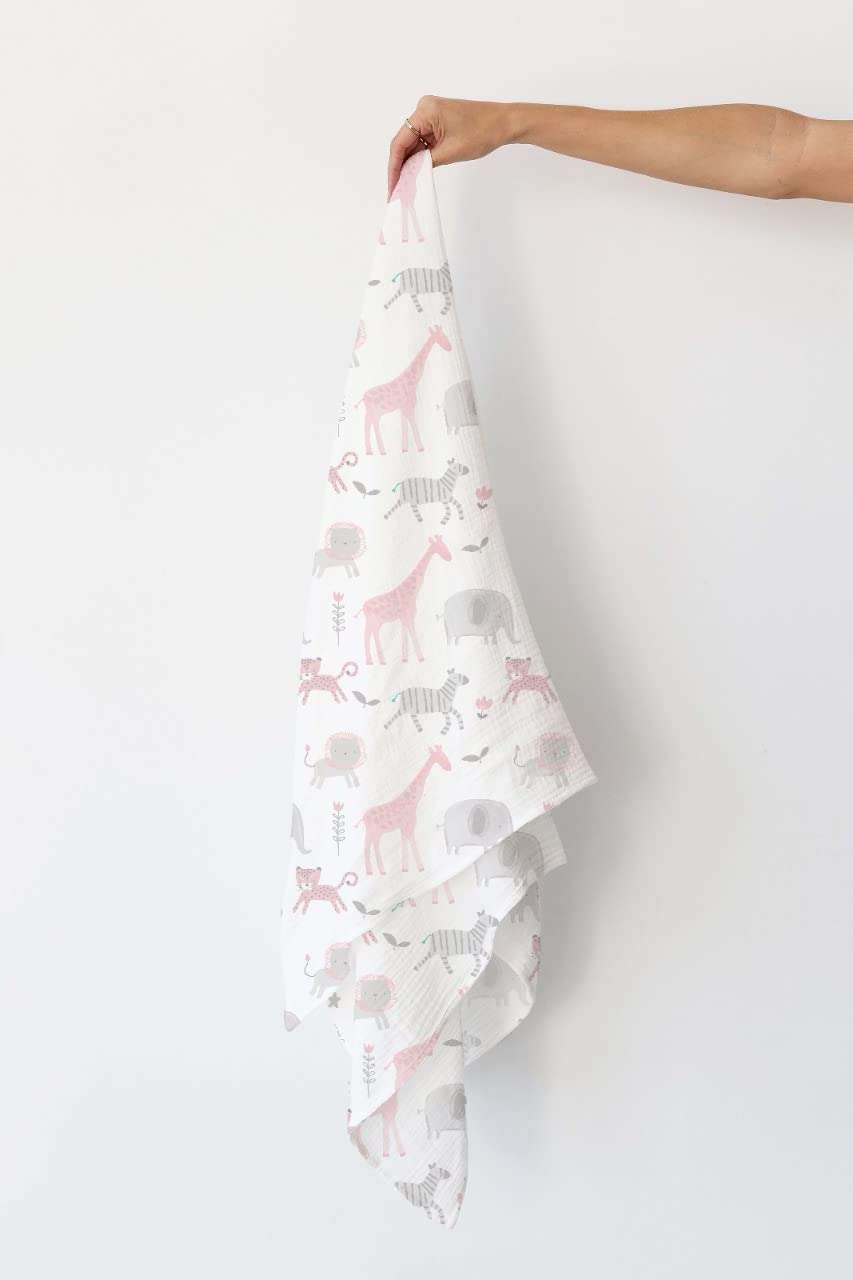 Kindermum Organic Cotton Muslin Swaddle Blanket Large Size - (0-12 Month) 100 cm X 100 cm - Set of 2 (Jungle Safari and Tiny Animals) 4