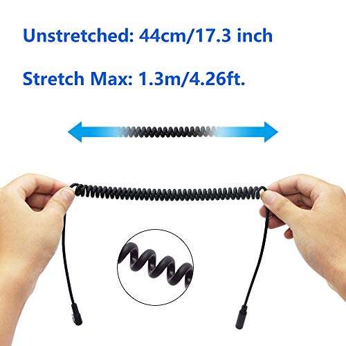 CERRXIAN 3.5mm Extension Cable, 90 Degree Right Angle 3.5mm Male to Female Jack 4 Pole Extension Aux Audio Coiled Spiral Cable(Black) 4