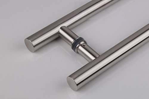 TOGU PL-6003 450mm/18 inches Round Bar/H-Shape/Ladder Style Back to Back Stainless Steel Push Pull Door Handle for Solid Wood, Timber, Glass and Aluminum Doors,Full Brushed Stainless Steel Finish 2