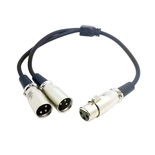 Goliton XLR Female to Dual XLR Male Cable, 3 Pin XLR Female to Dual XLR Male Patch Y Cable Balanced Microphone Splitter Cord Audio Adaptor Cable - 1.5 Feet 1