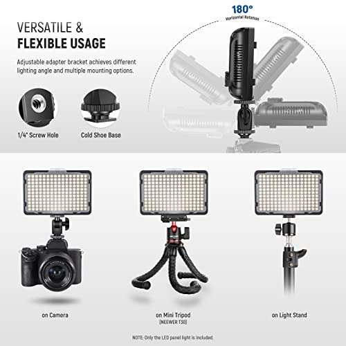 Neewer Dimmable 176 LED Video Light with 2-Pack 2600mAh Li-ion Battery and Dual USB Battery Charger Lighting Kit for Canon, Nikon and Other Digital SLR Cameras for Photo Studio Video Shooting 4