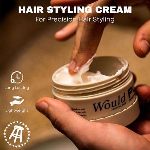 Would Pomade Hair Cream for Men - 2.5 Oz Natural Hair Styling Cream - Matte Finish, Water-Based Medium Hold, Lightweight & Flexible, Soft Touch, Flake-Free 5