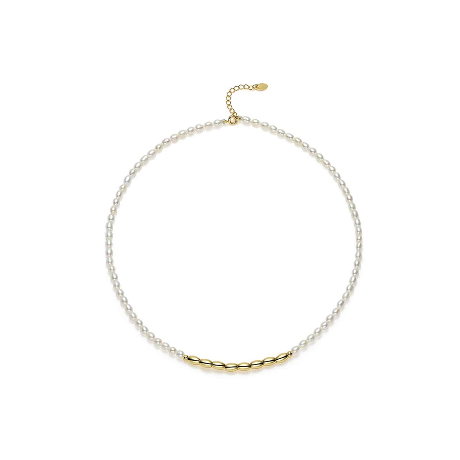 Necklace Freshwater Necklace Alloy 3-4mm Small White Rice Shape Fashion Female Jewelry Gift Simple Necklace 1