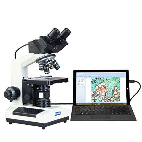 OMAX 40X-2000X Digital Binocular Compound Microscope with Built-in 3.0MP USB Camera and Vinyl Carrying Case and 100 Pieces Glass Slides and Covers 3