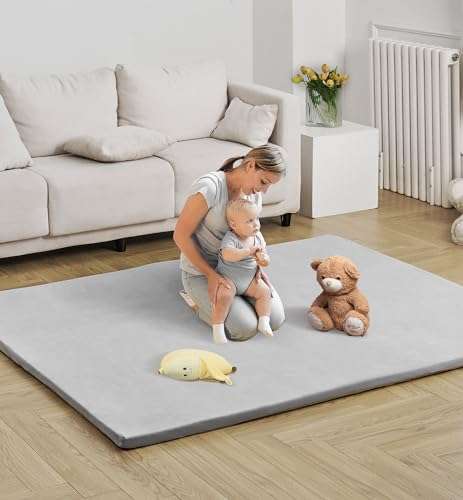 Elftopia Foam Crawling Mat for Toddlers Baby Play Mat 1.18” Thick Foam Area Rugs for Kids and Children,Yoga mat with Removable Cover,5'10"x6'5",Grey 1
