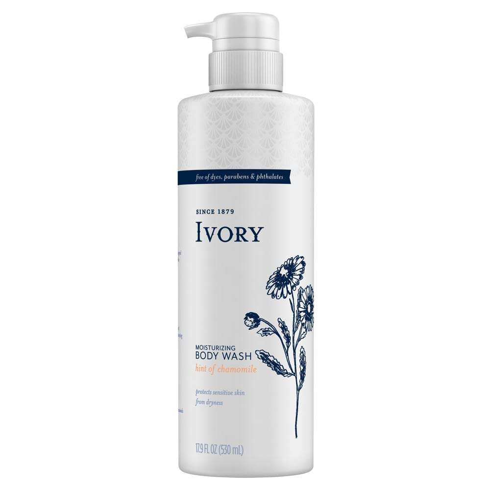 Ivory Sensitive Skin Moisturizing Body Wash, Hint of Chamomile, 17.9 Fl Oz (Pack of 4) 2
